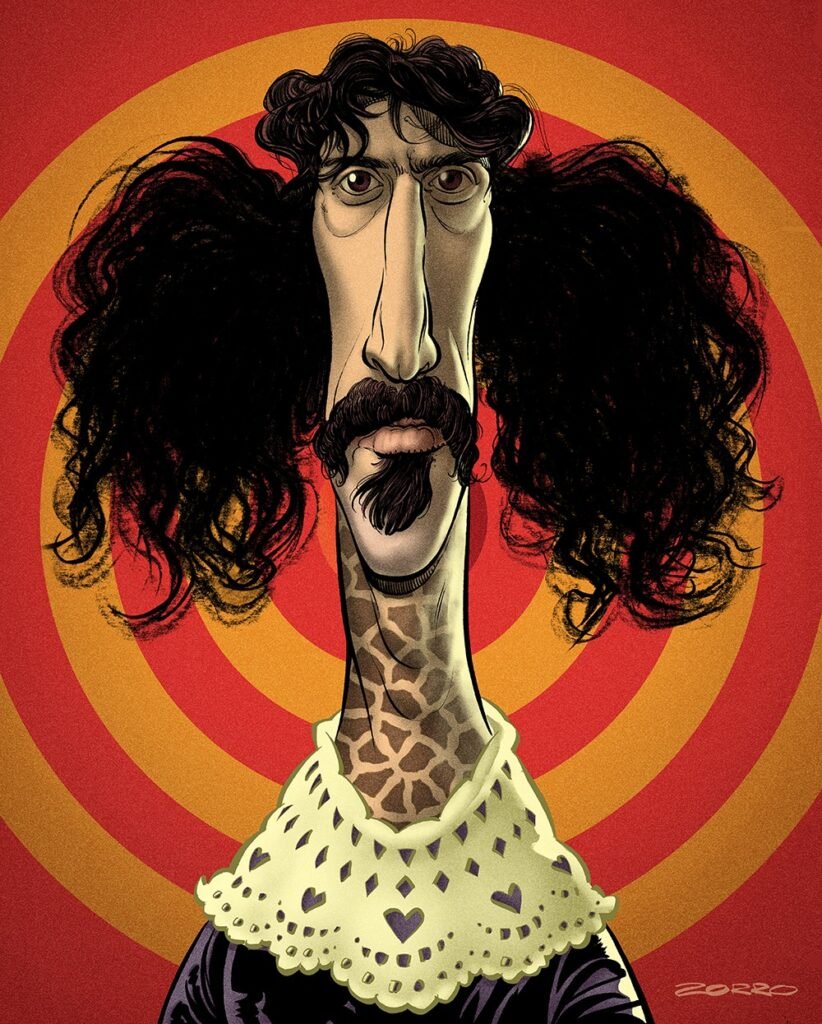 Frank Zappa caricatura di Zorro De Bianco