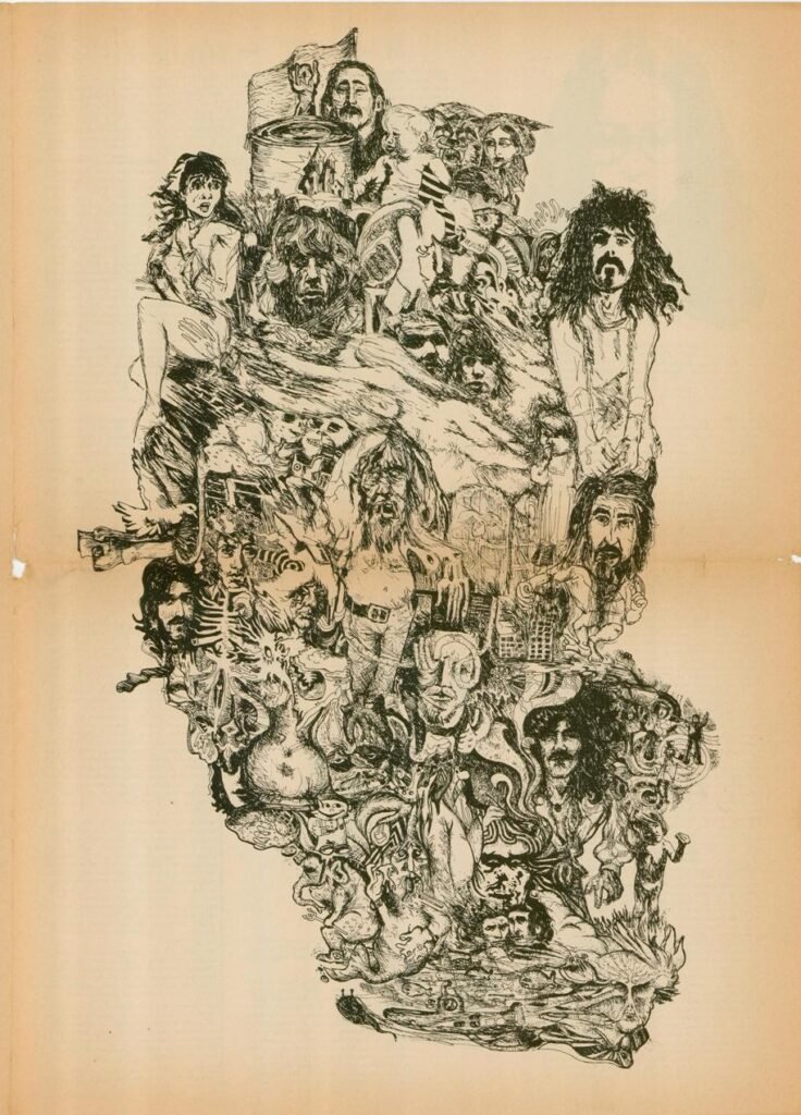 Frank Zappa e Jimmy Carl Black, illustrazione rivista ELDA 1972