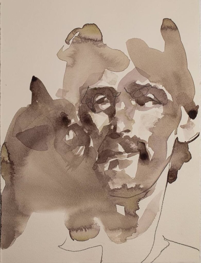 Acquerello "Frank Zappa and his cat" di Paolo Pagani