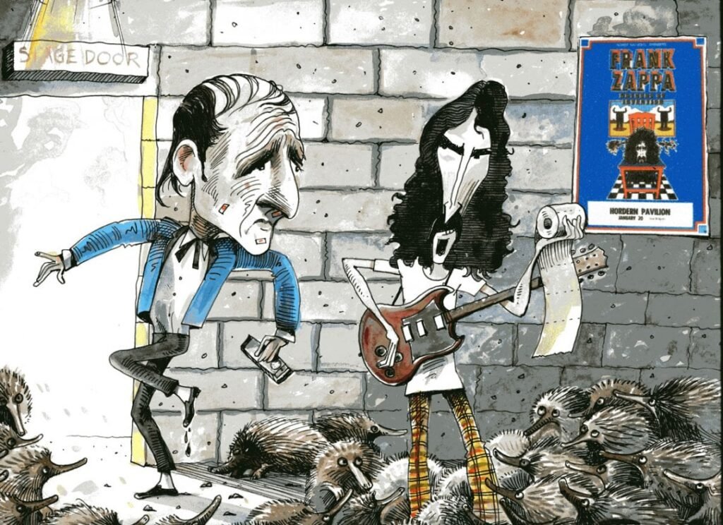 Frank Zappa caricatura di Frank Norman Gunston