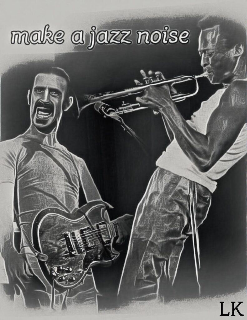 "Make a jazz noise" FZ e Miles Davis artwork di Lewi Krautman
