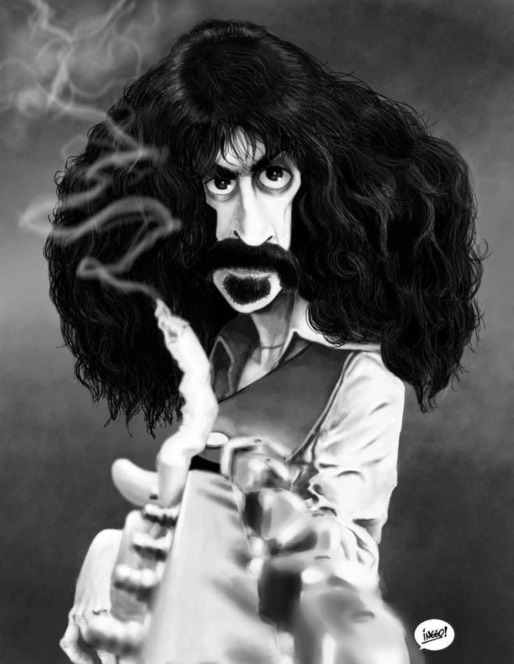 Frank Zappa caricatura di Laurento Jovito Fua