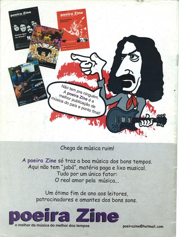 Pagina pubblicitaria con caricatura di Frank Zappa