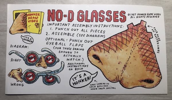 Frank Zappa Dbl Sided No-D Glasses Insert 1987 Video from Hell