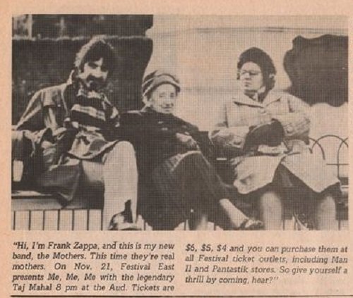 Frank Zappa pagina pubblicitaria 1973