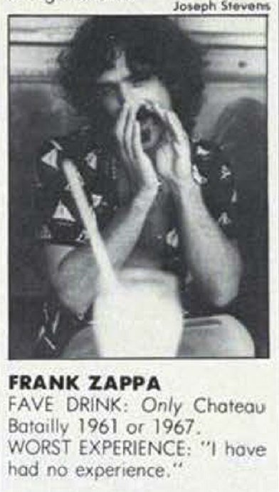 bevanda preferita di Frank Zappa